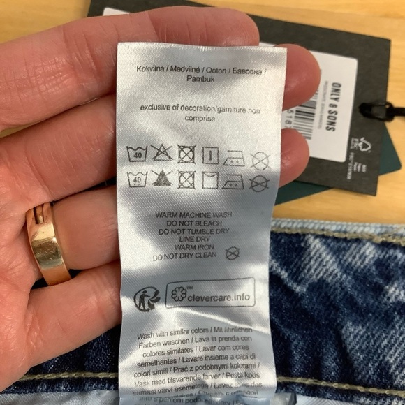 2/$30 ONLY & SONS Light Blue Onsavi Damage Jean Shorts Size M - Picture 10 of 13